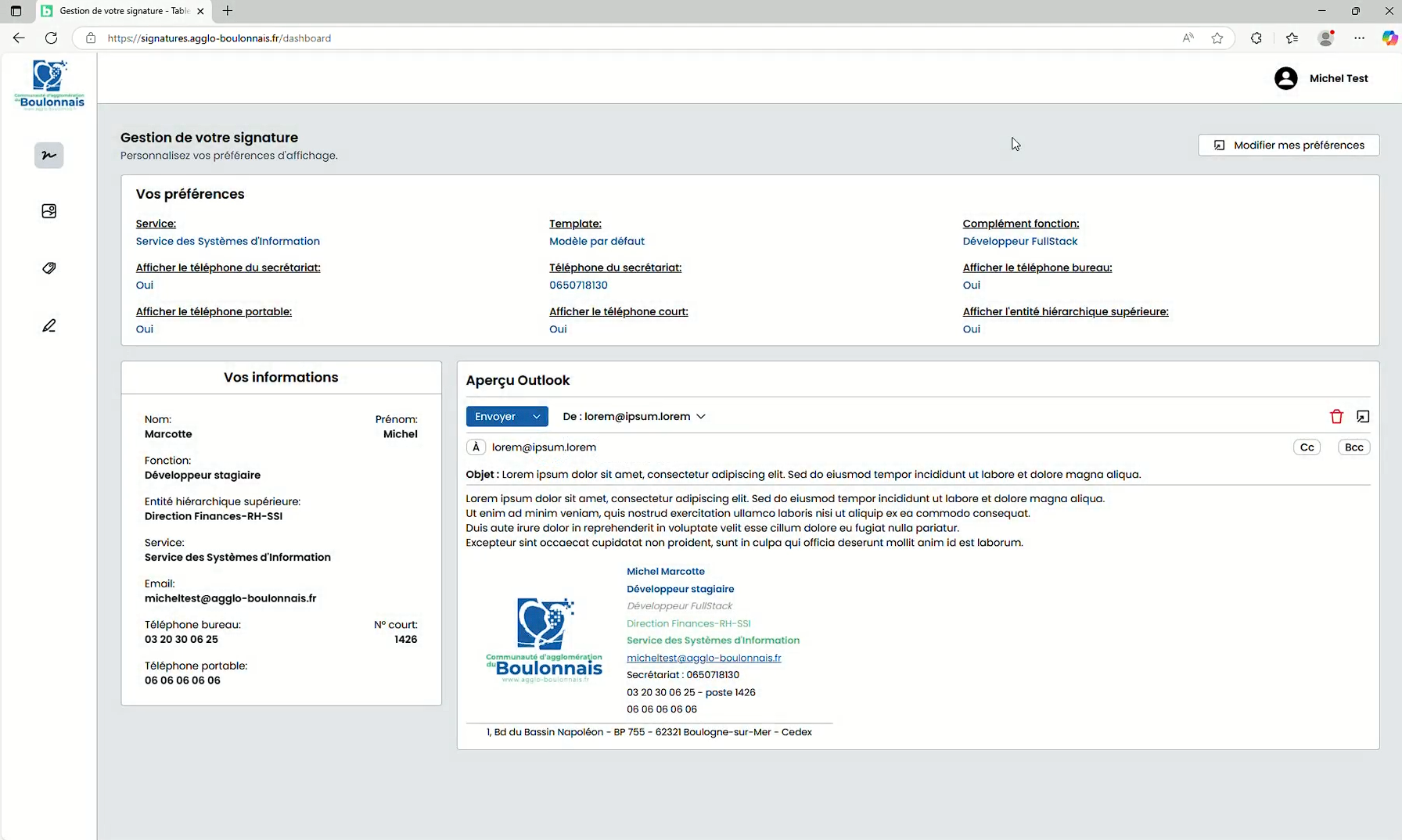 Outil de gestion des signatures Outlook